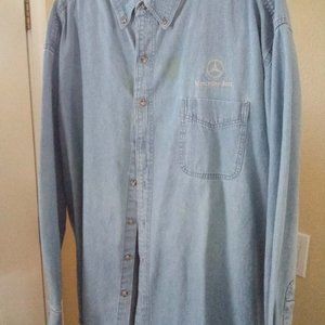 3X Chambray washed look Mens Shirt with Mercedes Benz Logo embroided logo